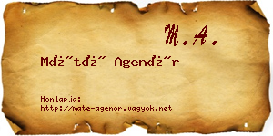 Máté Agenór névjegykártya