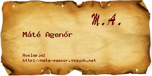 Máté Agenór névjegykártya